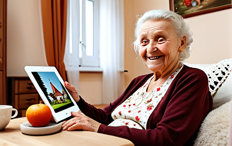 **
"A warm, inviting scene. An elderly woman in her comfortable Polish home, smiling as she video calls her grandchildren on a simple, user-friendly tablet. The setting is bright and cheerful, with traditional Polish decorations in the background. Emphasis on ease of use and connection. Age-Tech marketing concept. Warm, empathetic lighting."
**